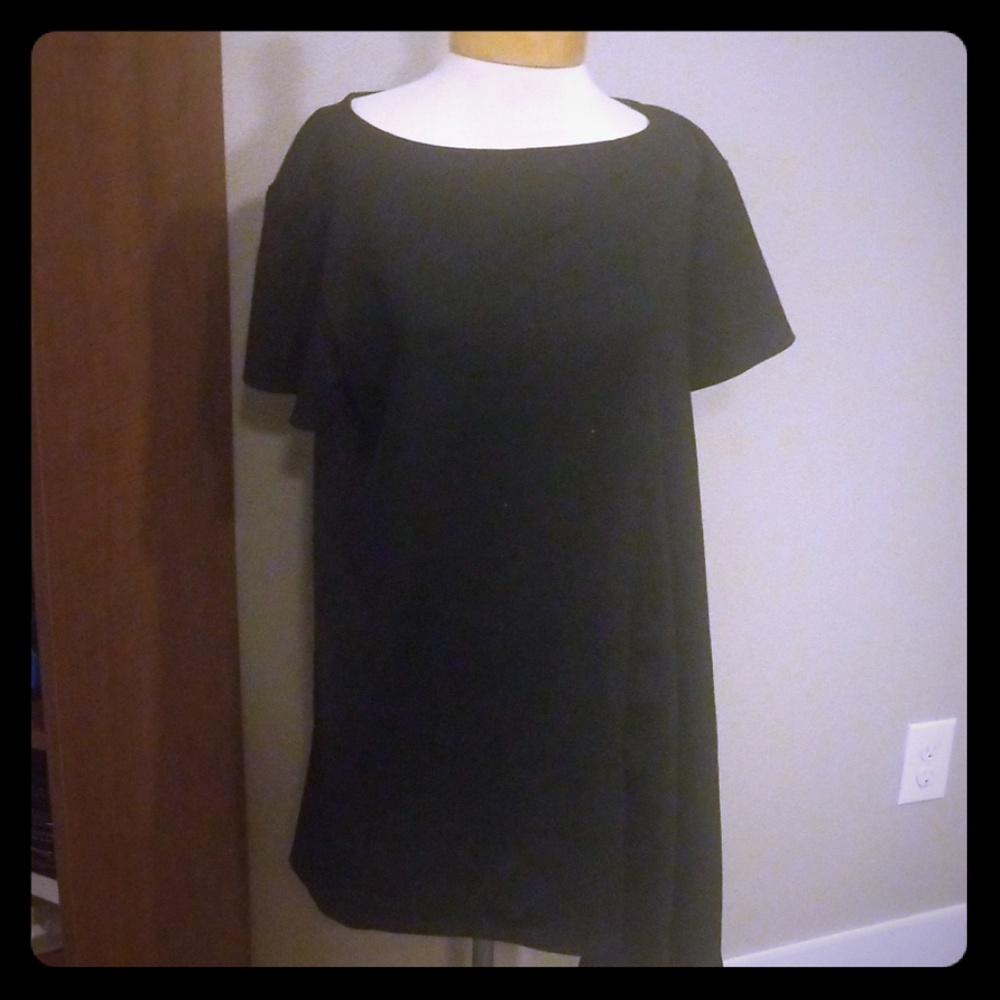 Asymmetric Black Shirt Dress